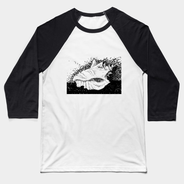 Listen to the sea. Seashell drawing. Baseball T-Shirt by ElizabethArt